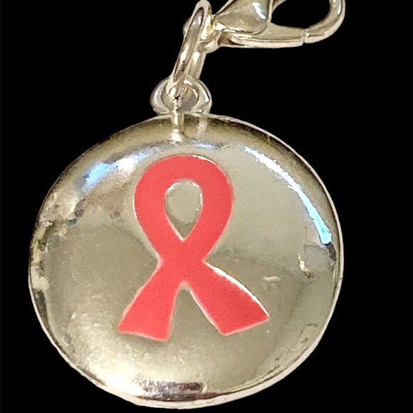 Pink Ribbon Clip On Charm For Bracelet Zipper Pull Bag Purse Charm Enamel Bow - Picture 1 of 6